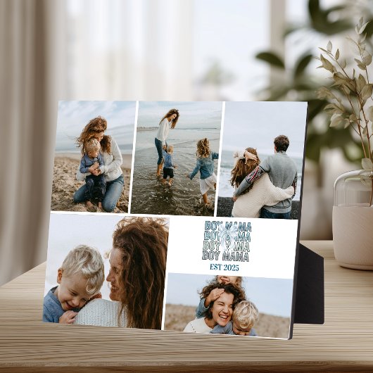 Boy Mama Custom Photo Collage Fotoplatte