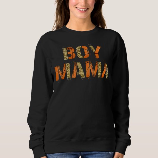 Boy Mama For Women Leopard Print Basketball Theme Sweatshirt (Vorderseite)