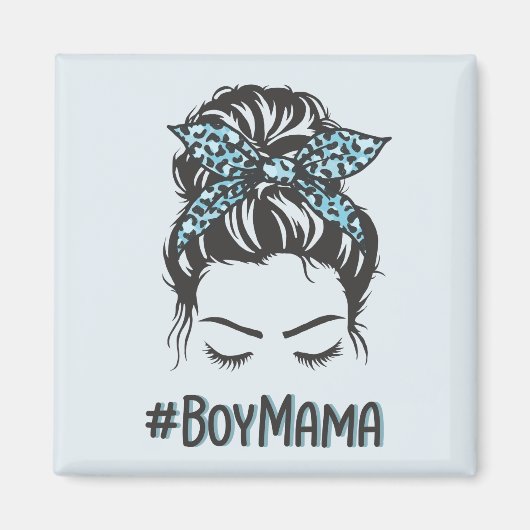 Boy Mama Messy Bun Boy Mama Geschenke Magnet (Vorne)