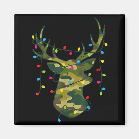 Boy Men Camo Deer Hunting Christmas Light Pajama P Magnet (Vorne)