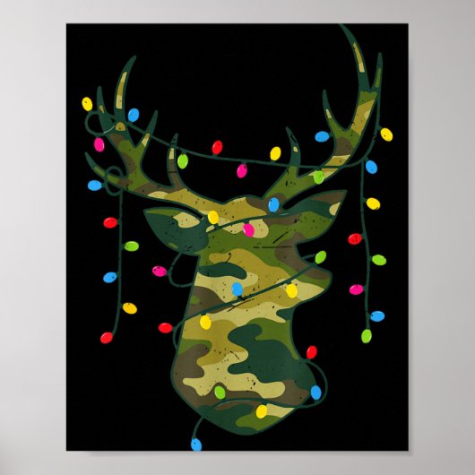 Boy Men Camo Deer Hunting Christmas Light Pajama P Poster (Vorne)