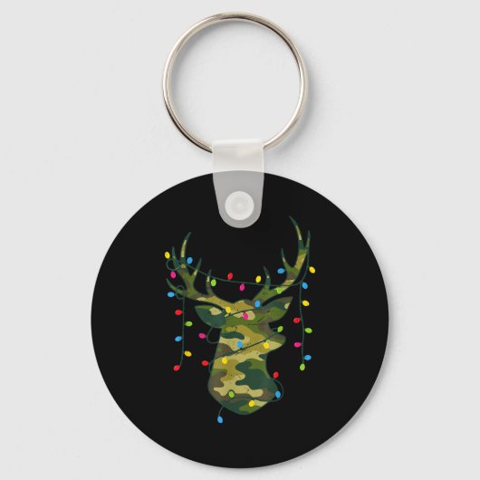 Boy Men Camo Deer Hunting Christmas Light Pajama P Schlüsselanhänger (Vorderseite)