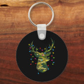 Boy Men Camo Deer Hunting Christmas Light Pajama P Schlüsselanhänger (Vorderseite)