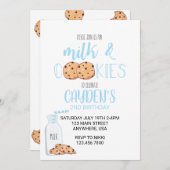Boy Milk and Cookies Blue Birthday Einladung (Vorne/Hinten)