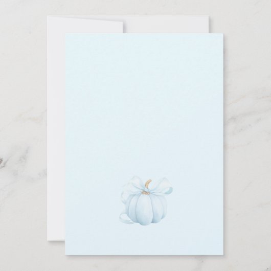 Boy Minimalist Little Pumpkin Baby Shower Einladung (Rückseite)