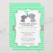 Boy Mint Elephant Kinderdusche Einladungen Chev 36 (Vorne/Hinten)