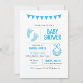Boy Modern Blue Baby Dusche Einladung (Vorderseite)