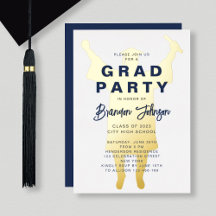 Boy Modern Navy Blue Gold Graduation Party