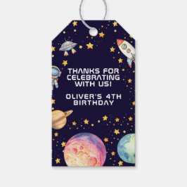 Boy Modern Space Rocket Ship Geburtstagsparty bevo Geschenkanhänger