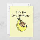 Boy Monkey auf Banana 2. Geburtstag Postkarte (Vorne/Hinten)