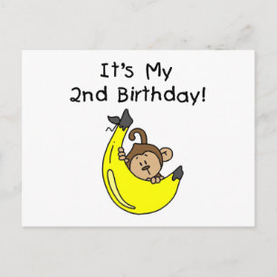 Boy Monkey auf Banana 2. Geburtstag Postkarte