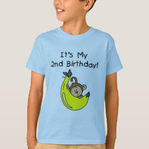 Boy Monkey auf Banana 2. Geburtstag T-Shirt