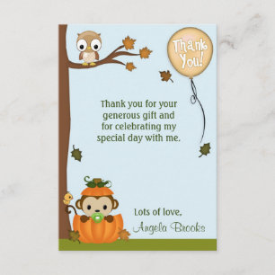 Boy MONKEY Fall Pumpkin Vielen Dank (FLAT) Einladung