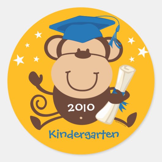 Boy Monkey Graduate Custom Runder Aufkleber (Vorderseite)