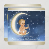 Boy Moon und Back Baby Dusche Einladung (Vorne/Hinten)