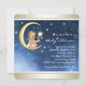 Boy Moon und Back Baby Dusche Einladung (Rückseite)