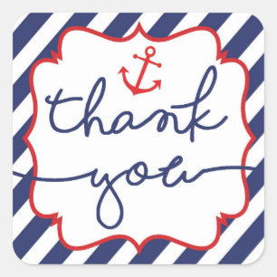 Boy Nautical Baby Dusche Vielen Dank Sticker Ancho