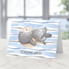 Boy Nautical Whale Baby Dusche Danke Karte