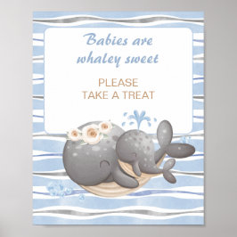 Boy Nautical Whale Baby Dusche Gefallen Zeichen Poster