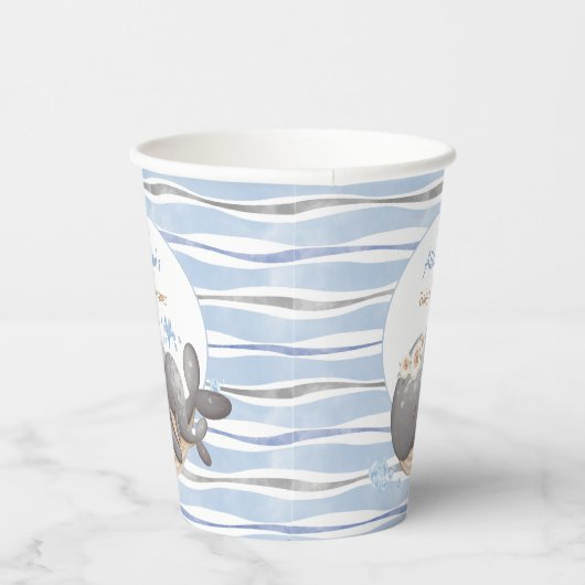 Boy Nautical Whale Baby Dusche Pappbecher (Rechts)