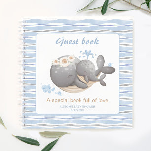 Boy Nautical Whale Baby Showbook Notizblock