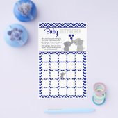 Boy Navy Elephant Baby Shower BINGO Game Chev 366 Flyer (Einzeln)