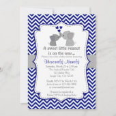 Boy Navy Elephant Baby Shower Einladungen Chev 366 (Vorderseite)