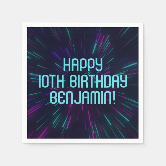 Boy Neon Aquamarin Glow Party Serviette (Vorderseite)