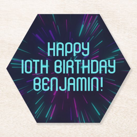 Boy Neon Aquamarin Glow Party Untersetzer (Vorderseite)