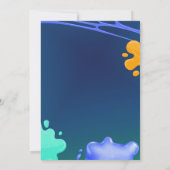 Boy Neon Blue Green Slime High Five Invitation Einladung (Rückseite)