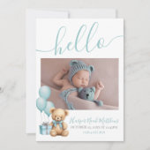 Boy Newborn Birth Foto Baby Ankündigung (Vorderseite)