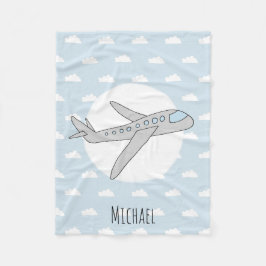 Boy Niedlich Blue Airplane mit Name Kids Fleecedecke