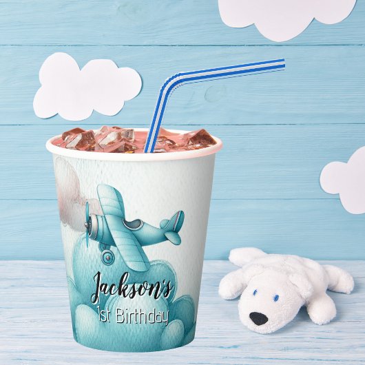 Boy Niedlich Blue Airplane Travel Kindergeburtstag Pappbecher