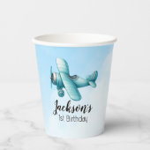 Boy Niedlich Blue Airplane Travel Kindergeburtstag Pappbecher (Vorderseite)