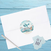 Boy Niedlich Blue Airplane Travel Kindergeburtstag Runder Aufkleber