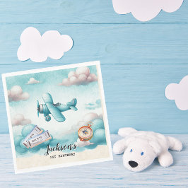 Boy Niedlich Blue Airplane Travel Kindergeburtstag Serviette