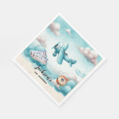 Boy Niedlich Blue Airplane Travel Kindergeburtstag Serviette (Ecke)