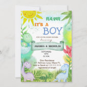 Boy Niedlich Dinosaurier Baby Dusche Einladung (Vorderseite)