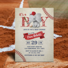 Boy Niedlich Elephant Baseball Baby Dusche Einladung