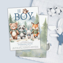 Boy Niedlich Woodland Animal Wanderjunge Babydusch
