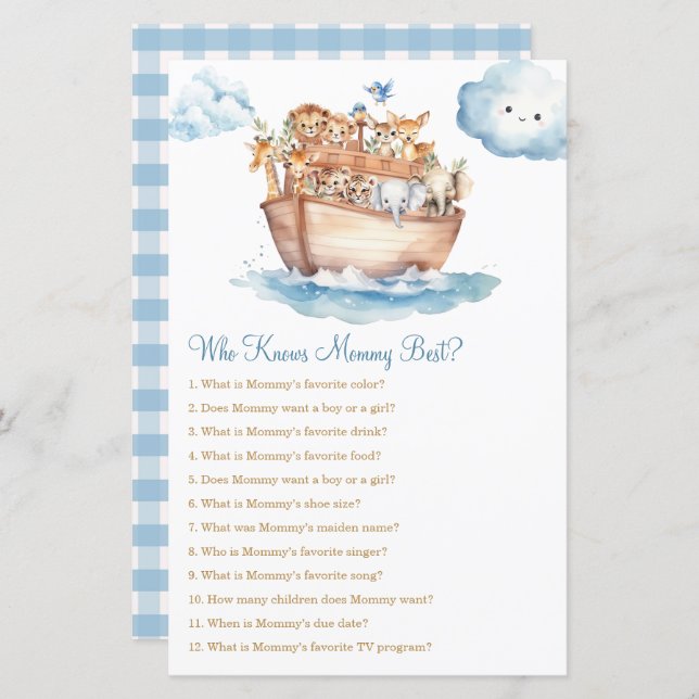 Boy Noah's Ark Baby Shower kennt Mommy Best (Vorne/Hinten)