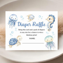 Boy Ocean Baby Shower Blue Diaper Raffle