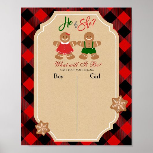 Boy oder Girl Voting Board Cookie Gingerbrot Poster (Vorne)