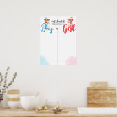 Boy- oder Mädchendiagramm mit Teddybären-Schaumpla Poster (Küche)