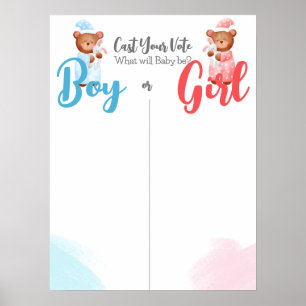 Boy- oder Mädchendiagramm mit Teddybären-Schaumpla Poster