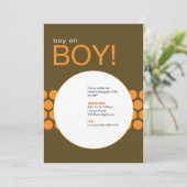 Boy Oh Boy Baby Shooter Invite_Brown/Orange Einladung (Stehend Vorderseite)
