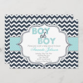 Boy Oh Boy Chic Zickzack Baby Dusche Einladung (Vorne/Hinten)