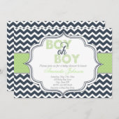 Boy Oh Boy Chic Zickzack Baby Dusche Einladung (Vorne/Hinten)