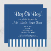 Boy Oh Boy mit Blue Stripes Baby Dusche A01 Einladung (Vorne/Hinten)