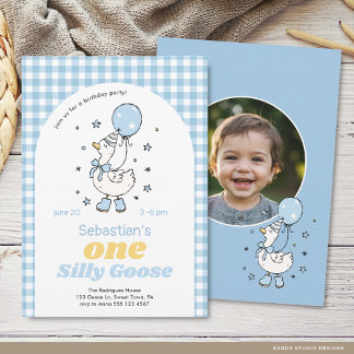 Boy One Silly Goose 1st Birthday Einladung